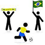 Concept illustration showing a couple of fans and a soccer player for Brazil