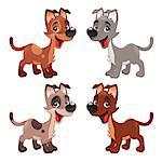 Set of funny dogs. Vector isolated animals