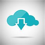 Download to Cloud Icon Flat design. Vector illustration