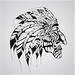 Vector hand drawn Tattoo, Native American Indian chief