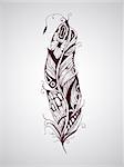 Vector highly detailed hand drawn tattoo feather