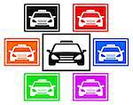 set colorful icon with isolated taxi car silhouette