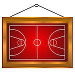 Basketball platform in a frame on a white background
