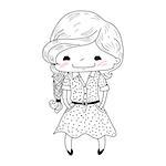 Little girl in doodle style.Vector illustration.