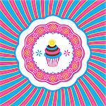 Vintage card with cupcake with lemon vector illustration