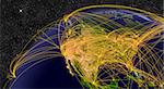 Air travel network over North America. Elements of this image furnished by NASA.