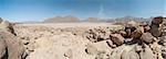 Panorama of rocky mountain slope landscape in an arid desert environment