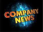 Company News Concept - Golden Color Text on Dark Blue Digital Background.