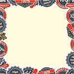 Vintage Quality Labels and Badges in Retro Style Frame. Vector Design