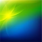 Green And Blue Nature Background, With Gradient Mesh, Vector Illustration