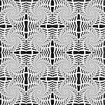 Design seamless monochrome decorative pattern. Abstract waving lines background. Speckled texture. Vector art