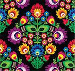 Repetitive colorful background - folk art pattern from Poland
