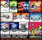 Stunnig Disco Club Flyers collecton with a lot of different styles and abstract shapes design! Ready for your event posters!