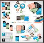 Timeline and  Infographics design templates with paper tags. Idea to display information, ranking and statistics with orginal and modern style.