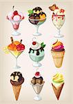 Set of colorful tasty isolated ice cream. Vector