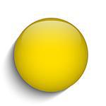 Vector - Yellow Glass Circle Button on White Background