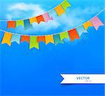 Vector illustration (eps 10) of Blue sky with colorful flags