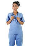 Stock image of female health care worker isolated on white background
