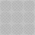 Design seamless monochrome warped checked pattern. Abstract convex textured background. Vector art. No gradient
