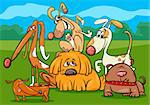 Cartoon Illustration of Funny Dogs Characters Group