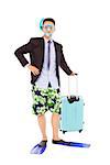 businessman standing and holding a  baggage