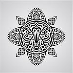 vector sun with tiger face in the centre,  tattoo sketch, Polynesian tattoo style