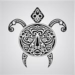 vector tortoise with tiger face on its shell,  tattoo sketch, Polynesian tattoo style