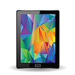 colorful illustration with tablet computer on a white background for your design