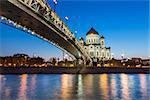 Cathedral of Christ the Saviour and Patriarshy Bridge in the Evening, Moscow, Russia