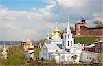 Spring May view Church of Elijah Prophet and Kremlin Nizhny Novgorod Russia