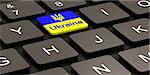 Ukrainian flag on button of black Keyboard