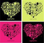 Greeting cards with heart shape art illustration cute