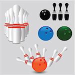 colorful illustration with bowling pins for your design