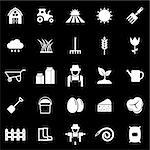Farming icons on black background, stock vector