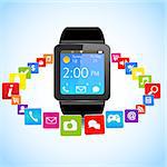 Smart watch with colorful Application Icons sharing