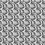 Design seamless monochrome vortex pattern. Uncolored geometric ellipse diagonal background. Vector art