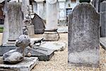 Tombstone in Italian cemetery with copy space