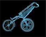 Child buggy x-ray blue transparent isolated on black