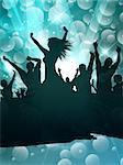 Grunge silhouette of a party crowd on an abstract background