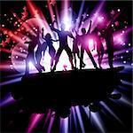 Silhouette of a grunge party crowd on an abstract background