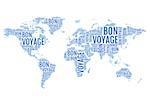 bon voyage, typographic world map, travelling, vector illustration