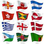 Set  Flags of world sovereign states. Vector illustration. Set number 5. Exact colors. Easy changes.