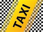 Checkered taxi background design with tire treads and shadows