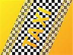 Checkered taxi background design with tire treads