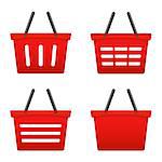 Red shopping basket icons set on white background, vector eps10 illustration