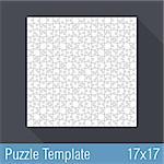 Square jigsaw puzzle template 17x17 pieces, vector eps10 illustration