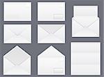 Envelopes and blank white paper, vector eps10 illustration