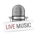 Microphone with live music banner, vector eps10 illustration
