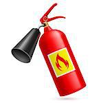 Red fire extinguisher isolated on white background. Fire safety