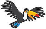 Toucan flying, vector clip-art on a white background